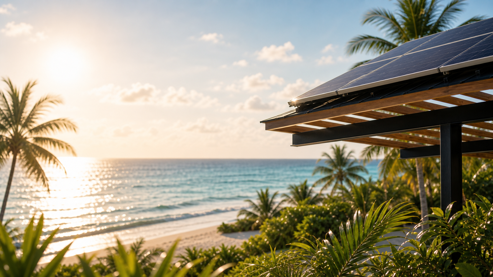Coastal rooftop solar installation in the Maldives